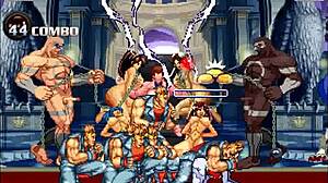 The succubus Lilith faced a wild gangbang in the hentai mugen game with creampie doggystyle action