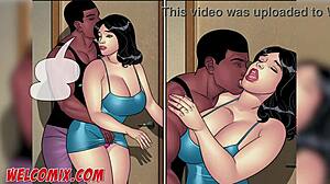 Wife cheating with big black guy in bed while husband sleeps after bbq party 😈