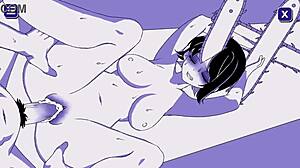 Fucking a chainsaw girl in bondage erotic hentai