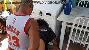 Stuck in washing machine, I asked for help but got fucked hard!