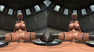 Hey, wanna see this elf babe ride cowgirl style with huge tits?