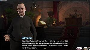 Curvy babe in sexy outfit teases with big tits and roleplay before sucking cock in 3d visual novel