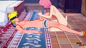 Naruto Hentai Video Featuring Sakura Haruno In Costume Giving Handjob And Pussy Rubbing Until Naruto Cums Twice.