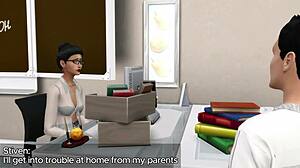Young teacher aids student with grades in steamy 18+ encounter after class.