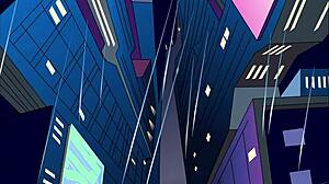 Redhead and blonde share blowjob in threesome animation