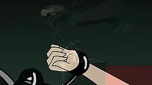 สาวผมแดงและบลอนด์แชร์ปากในอนิเมะสามคน