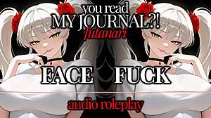 She discovered the hidden journal entry about futanari desires, leading to a messy choking deepthroat session with gagging femdom and blowjob in this erotic student hentai audio.