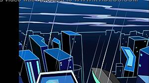 Redhead and blonde share blowjob in threesome animation