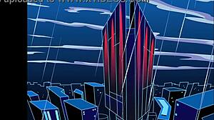 Redhead and blonde share blowjob in threesome animation