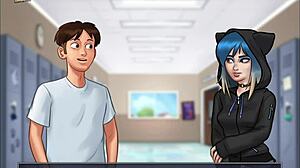 brunette with big tits spreads ass for erotic action in summertime saga 31