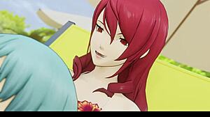 Wow! Mitsuru pleasing Fuuka’s girlcock in Persona 3!