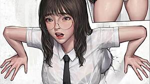 WATCH this hot korean YOUNG 18+ girl USED STUCK in HOLE - animated hentai!