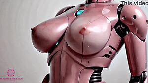 so this advanced sex robot just lets you go at her, ending with cum all over those huge breasts in close-up pov ai