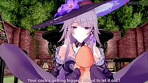 Sexy witch Herta delivers intense footjob and thigh job in Honkai Star Rail fantasy
