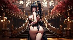 Succubus leads intense edge training with jerk off instructions in asian black cum hentai game episode 2
