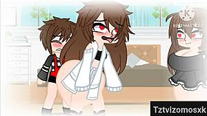 Boy masturbates thinking of his ultimate gacha club fantasy with big tits teen.
