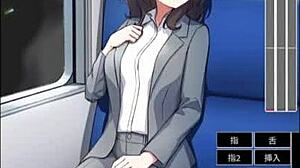 Magic Masturbator Action on Office Lady in Train Hentai Game - Explosive Orgasm!