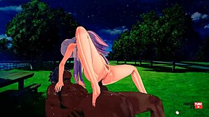 Marin Kitagawa gets assfucked and creampied in the park in this 3D hentai video