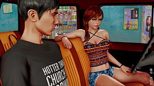 At the inn, big tits bounce during the anime game adventure.