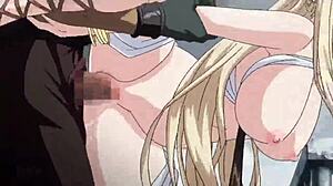 Blonde elf gets hardcore doggystyle blowjob and creampie in hentai fest. Details show big tits and ass.
