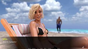 Husband watches his curvy wife take big black cock double penetration creampie while sucking in 3D hentai game.