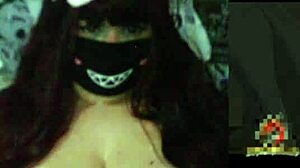 i love how this goth chubby milf shows huge natural tits on webcam during dan da dan rule34