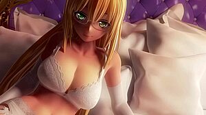 BLONDE IN WHITE LINGERIE BLOWS AND RIDES HARD!