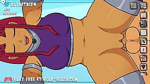 hey check out starfire getting that deep anal creampie in the full moaning orgasm scene from hole house game