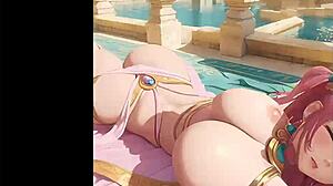 Sex goddess hosts beach party in costumes