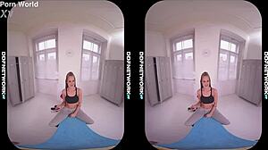 Tattooed girl seduces with blowjob in locker room