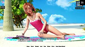 Redhead with Big Tits in Underwear on Beach! Sunshine Love Gameplay!