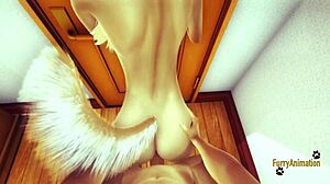 Two foxes give POV blowjob and get fucked with creampie in mouth and ass in furry yaoi