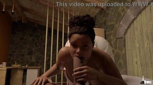 Thick ebony babe with big oppai gets dominated in her apartment