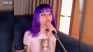 huge toy plays with petite 18+ mouth in alt anime girl scene