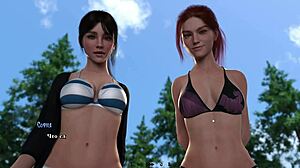 Complete gameplay of summer heat part 2 with redhead and brunette in bikini at gym