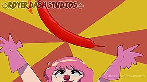 What happens when a cute horny clown girl gets wild in this sexy animated dubbing