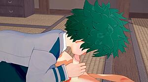 My hero academia yaoi shows Deku giving Shouto intense handjob and blowjob in crossdressing anime game