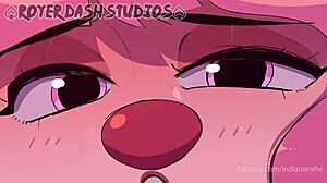 What happens when a cute horny clown girl gets wild in this sexy animated dubbing