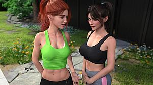 Complete gameplay of summer heat part 2 with redhead and brunette in bikini at gym