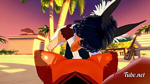 hey check out these two furry dogs giving blowjob on beach with cumshot in hardcore yaoi animation