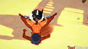 hey check out these two furry dogs giving blowjob on beach with cumshot in hardcore yaoi animation