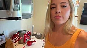 baking cookies with sweet blonde stepdaughter lola cheeks