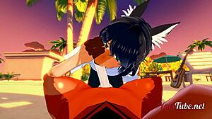 hey check out these two furry dogs giving blowjob on beach with cumshot in hardcore yaoi animation