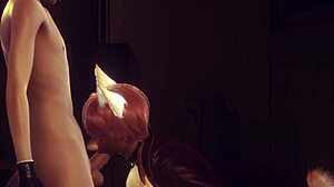 Fox sucks boy's cock then licks his ass in furry yaoi anime action