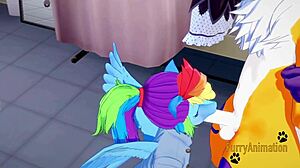 Digimon My Little Pony Yaoi - Renamon And Rainbow Dash Handjob Blowjob Fucked With Creampie In Ass - Yiff Anime Manga Gay