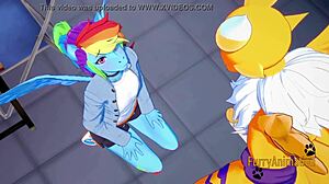 Digimon My Little Pony Yaoi - Renamon And Rainbow Dash Handjob Blowjob Fucked With Creampie In Ass - Yiff Anime Manga Gay