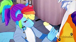 Digimon My Little Pony Yaoi - Renamon And Rainbow Dash Handjob Blowjob Fucked With Creampie In Ass - Yiff Anime Manga Gay