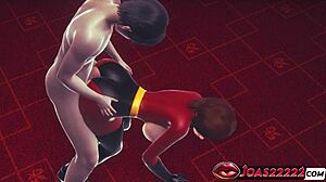 helen parr gets her big tits and ass fucked hard in doggystyle with stockings and cumshot