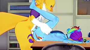 Digimon My Little Pony Yaoi - Renamon And Rainbow Dash Handjob Blowjob Fucked With Creampie In Ass - Yiff Anime Manga Gay