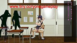 Cute girl is having sex with a man in college in breeding log hentai game